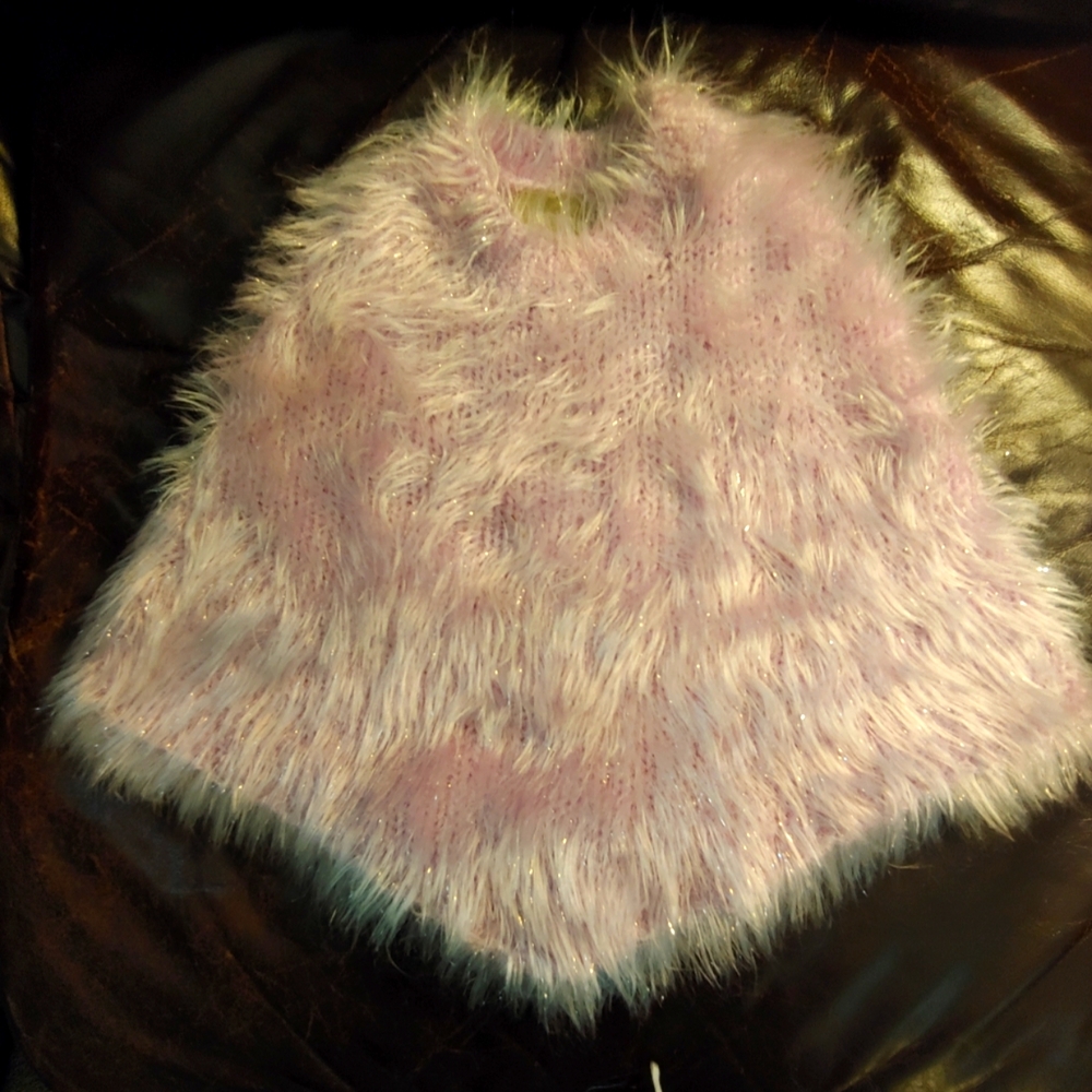Violet Feax Fur Sweater Poncho Child Coat Shimmery Outerwear Feux Fur